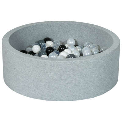 Piscina rotonda grigia per bambini con 200 palline colorate